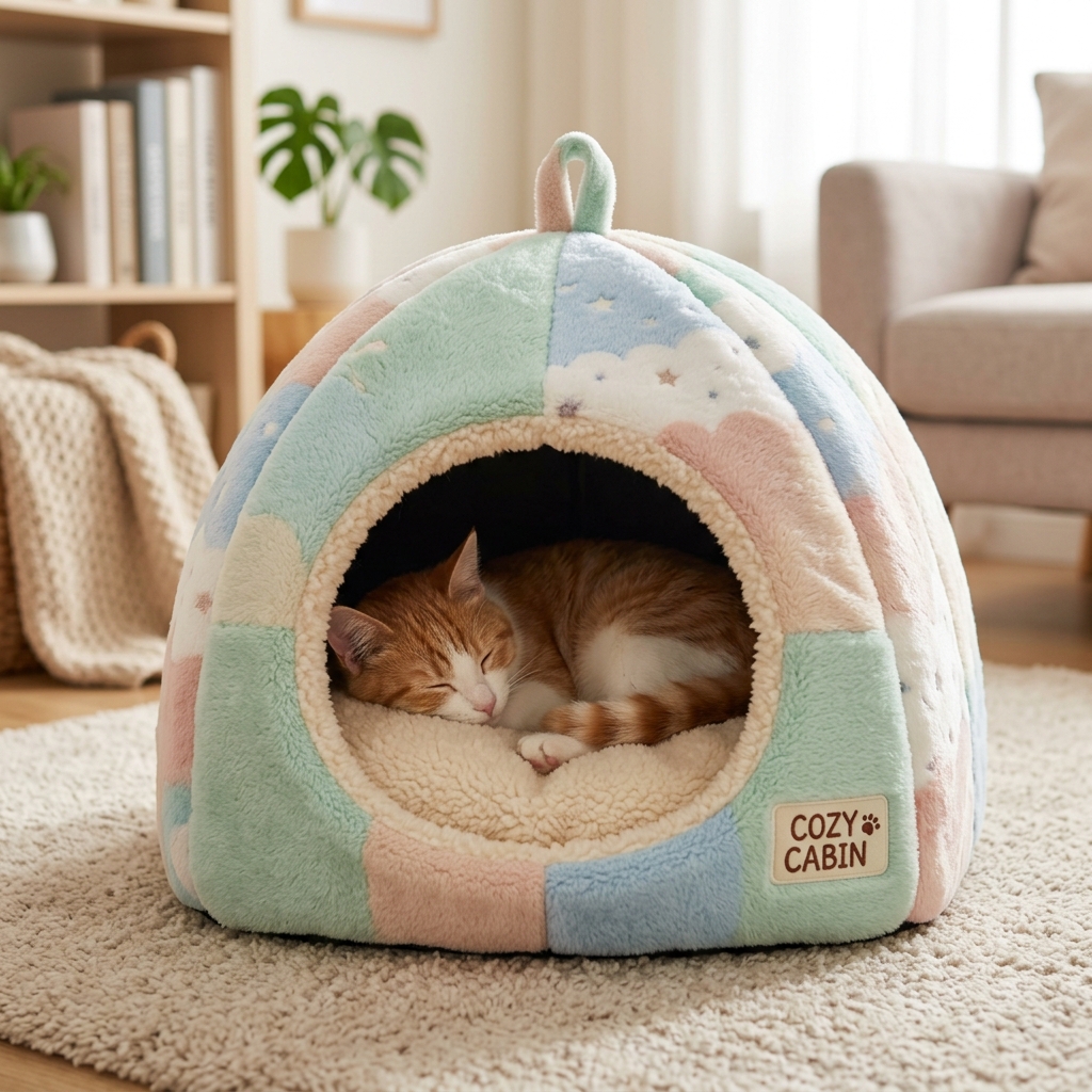 Cama Iglú Térmica para Gatos y Perros Chicos